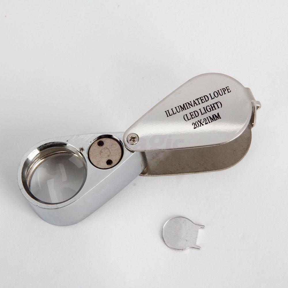 20X Jeweler's Loupe Magnifier + LED light, 21mm lens Jewelry Magnifying
