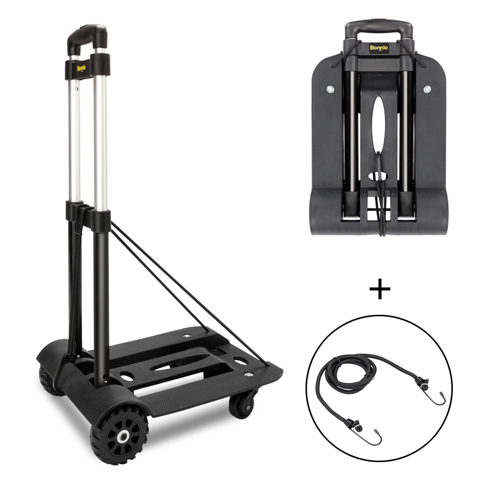 New Folding Cart Dolly Push Luggage Hand Truck Collapsible Trolley W/ 2